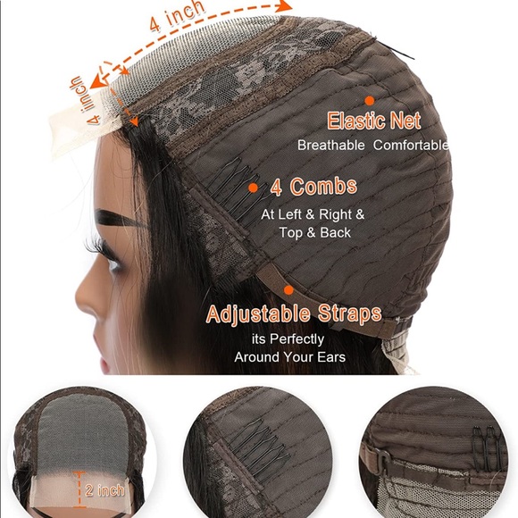 💫 26” 100% HUMAN HAIR DEEP BRAZILIAN WAVY LACE FRONT 4 x 4 FRONT PART WIG - Picture 7 of 11